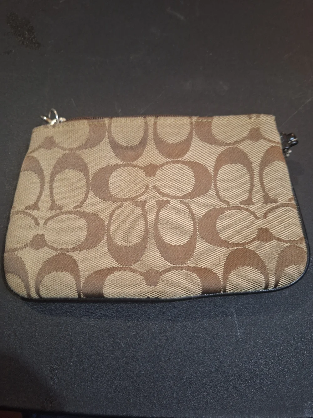 Coach Signature Canvas Wristlet in Brown/Tan